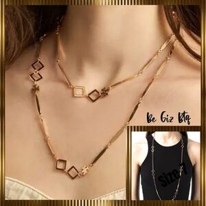 NWT Tory Burch Authentic Roxanne Geo Goldtone Long Geometric Links Necklace